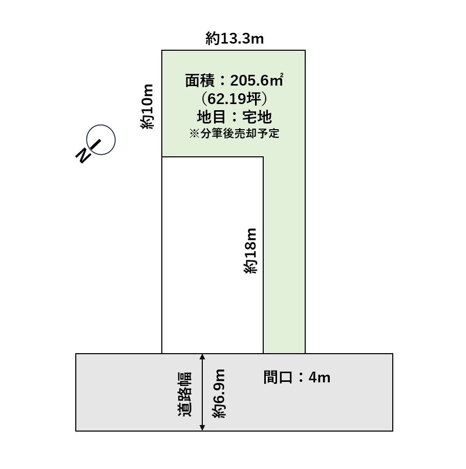 分筆後のお引渡しになります。引渡し時期要相談。