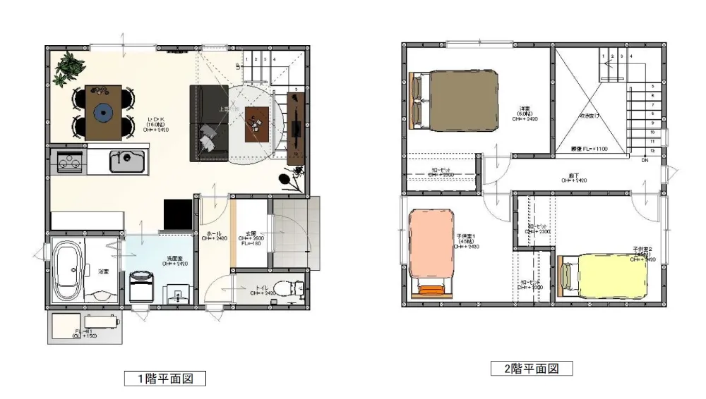 間取り3LDKの参考プランになります♪