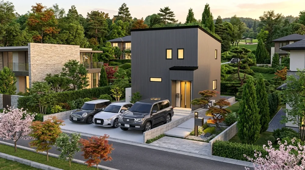 真四角の外観×ガルバリウムの端正な佇まい