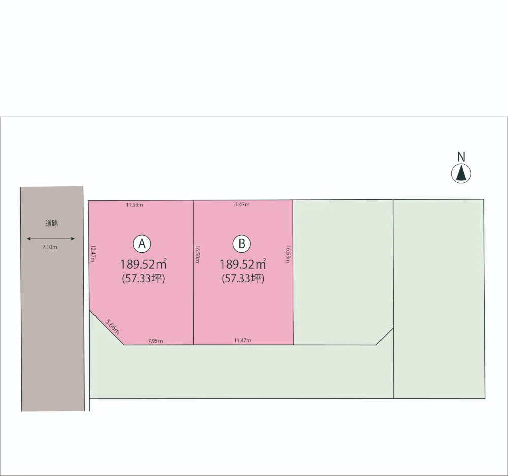 Ａ区画(角地)Ｂ区画(中地)2区画販売中